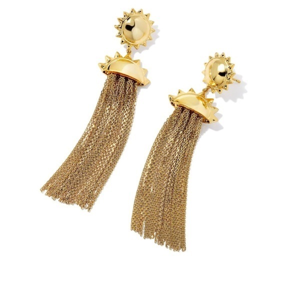 Kendra Scott Sienna Sun Statement Earrings, Gold NWT - Picture 1 of 5